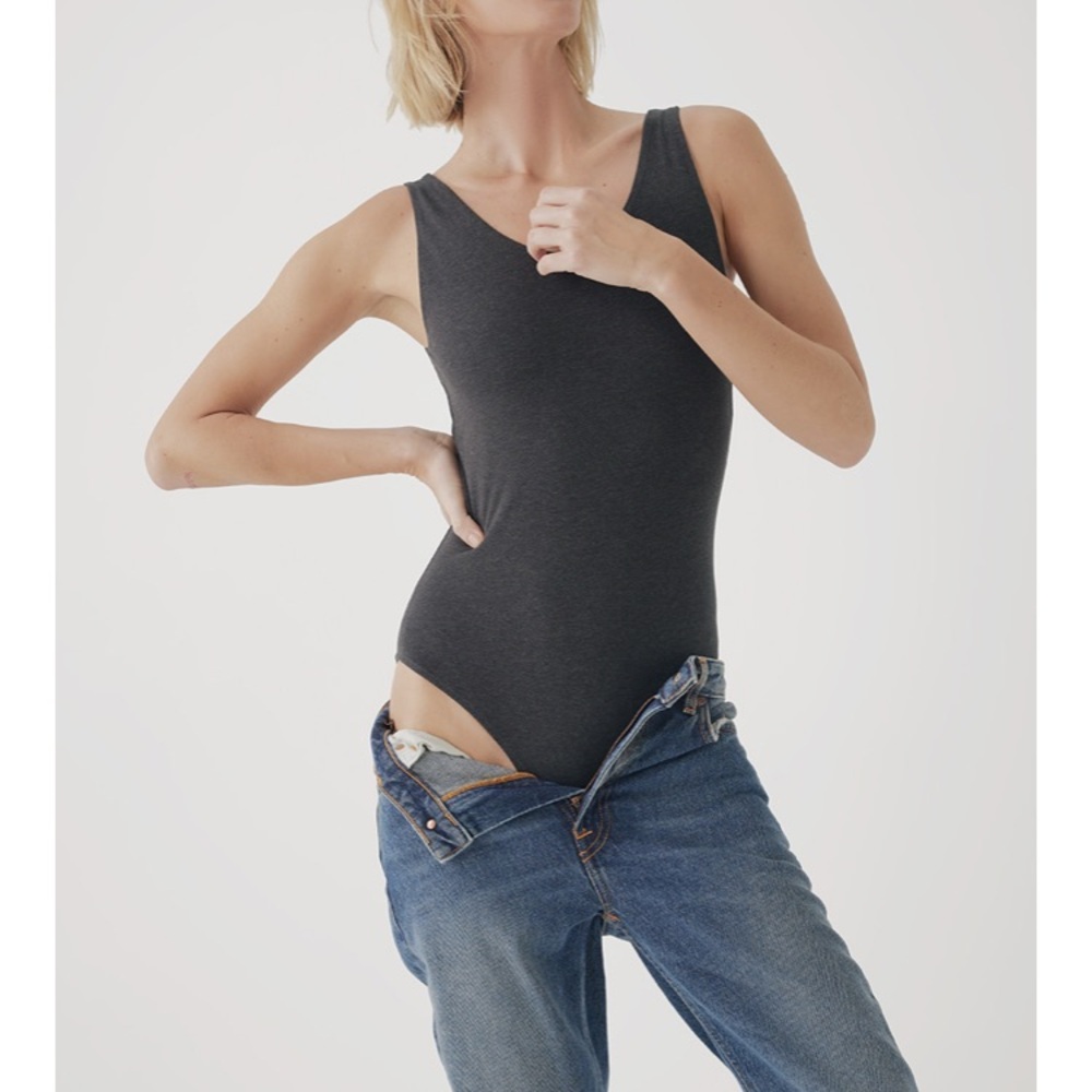 Pact Women’s Black Scope Tank Bodysuit Size M